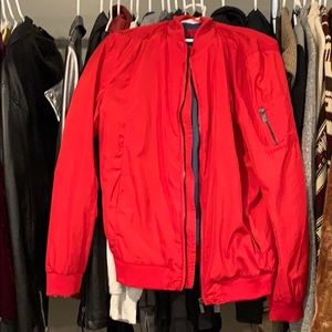 Red bomber jacket